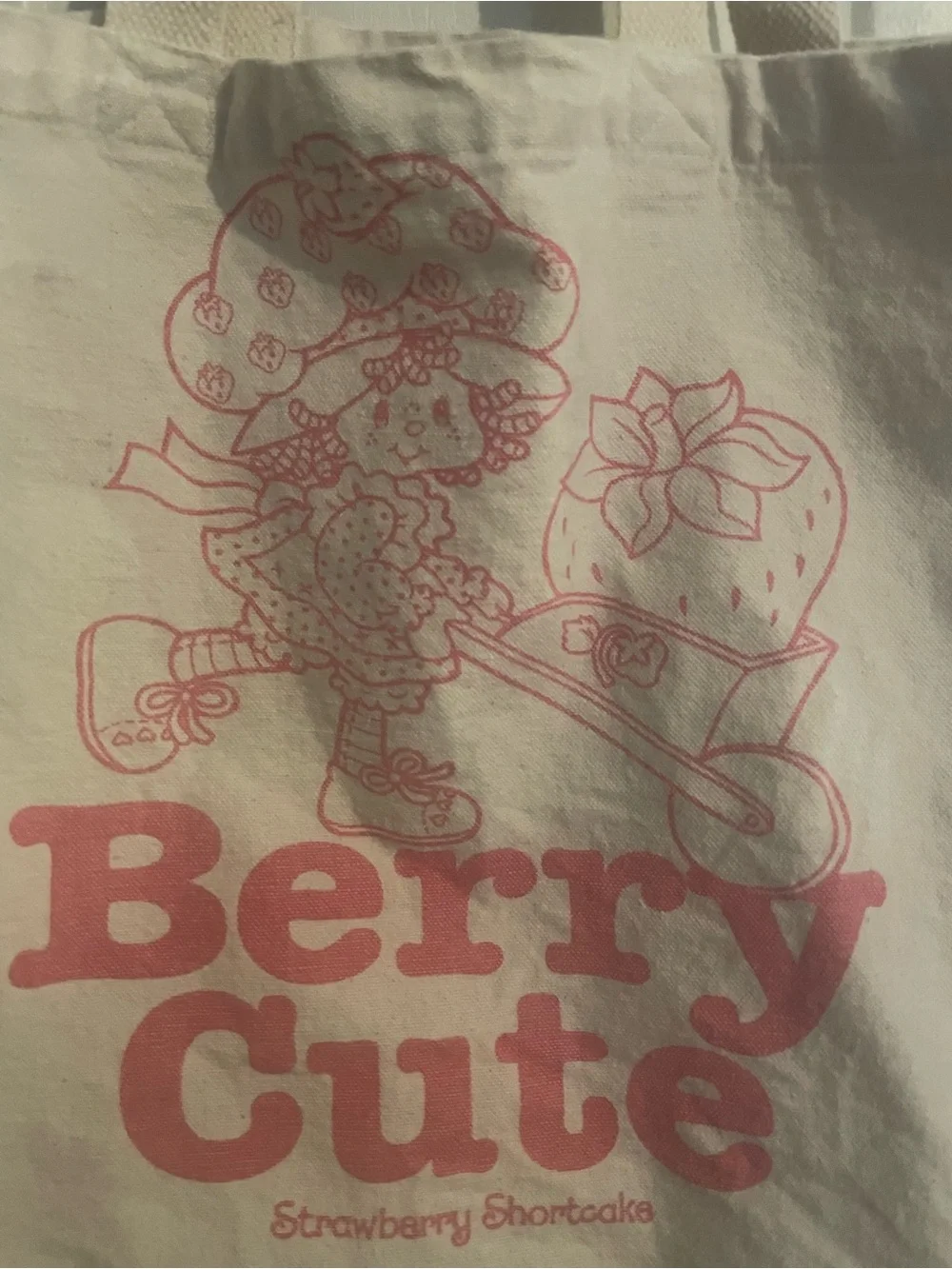 Strawberry Shortcake Berry Cute Pink Canvas Tote - Kids Accessories